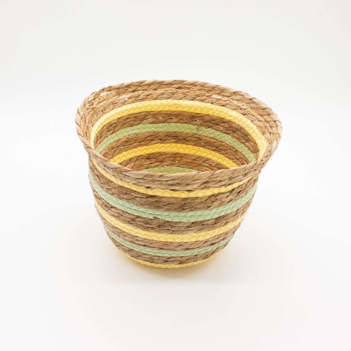 Seagrass & Straw Vase Shaped Baskets - Natural Yellow & Green - Set of 3