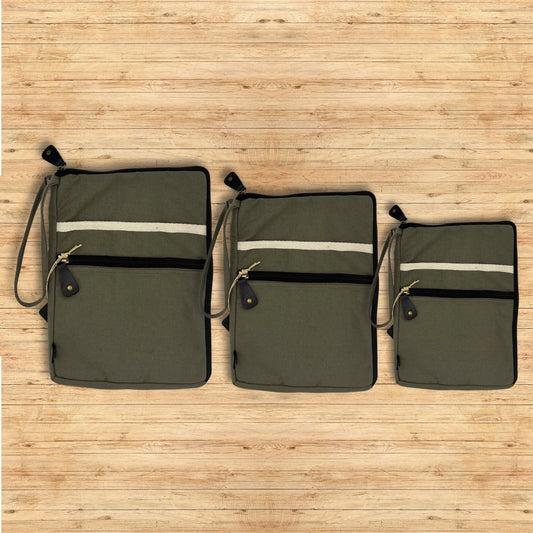 Canvas Large Laptop Pouch - Olive