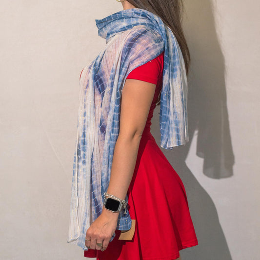 Nomad Sari Party Shine Scarf – Dusky Blue (180×50cm)