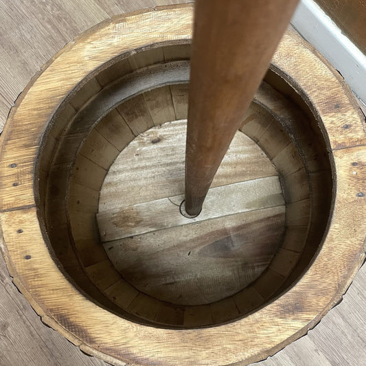 Beer Barrel Table & Parasol Stand – Natural Wood 60 x 48.5 cm
