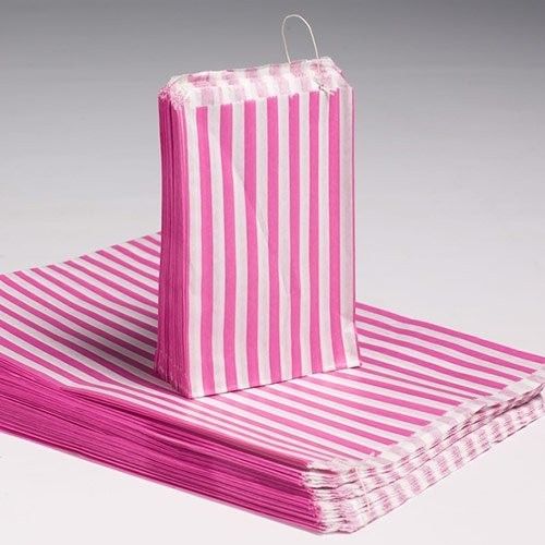 10x14" Candy Stripe Bags - PINK