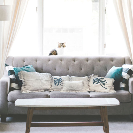 Linen Cushion Cover 45x45cm with fringe