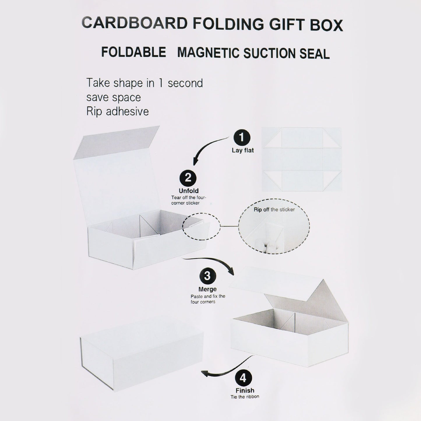 Flat Pack Gift Box - Medium Square (20x18.2x8cm) - Baby Blue