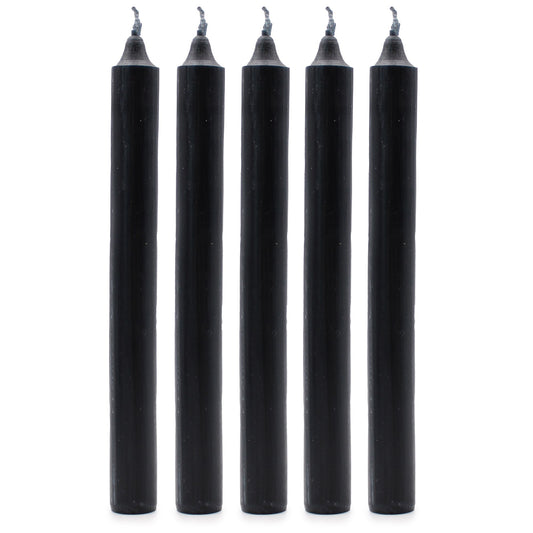 Solid Colour Dinner Candle Set - Pack of 21 - Rustic Black
