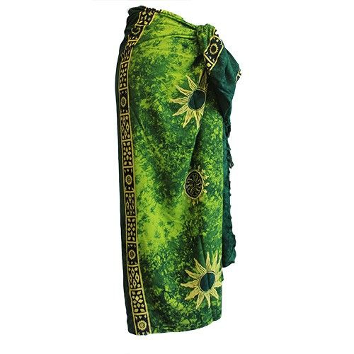 Bali Celtic Sarongs - Sun Symbols - Green