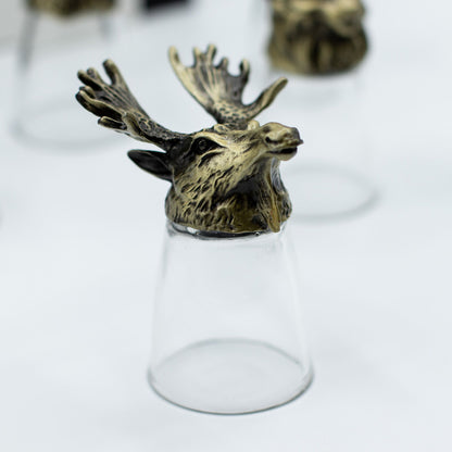 Gift Set of 12 Bottom Up Shot Glasses (25ml) - Forest & Mystical Creatures - Antique Bronze
