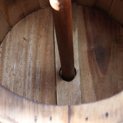 Beer Barrel Table & Parasol Stand – Natural Wood 60 x 48.5 cm