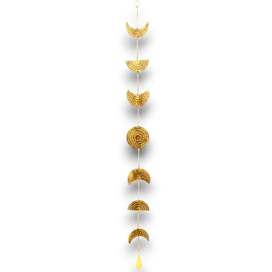 Indian Chimes - Brass Moon Phases Drop with Bell 25cm