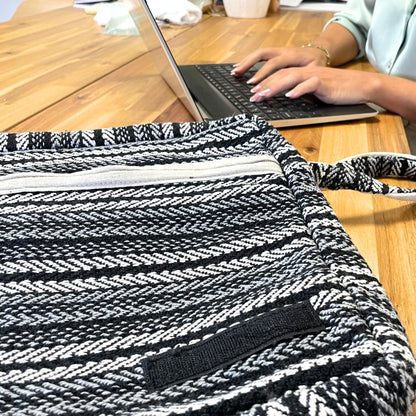 Soft Banjar Laptop Bag - Grey Strips