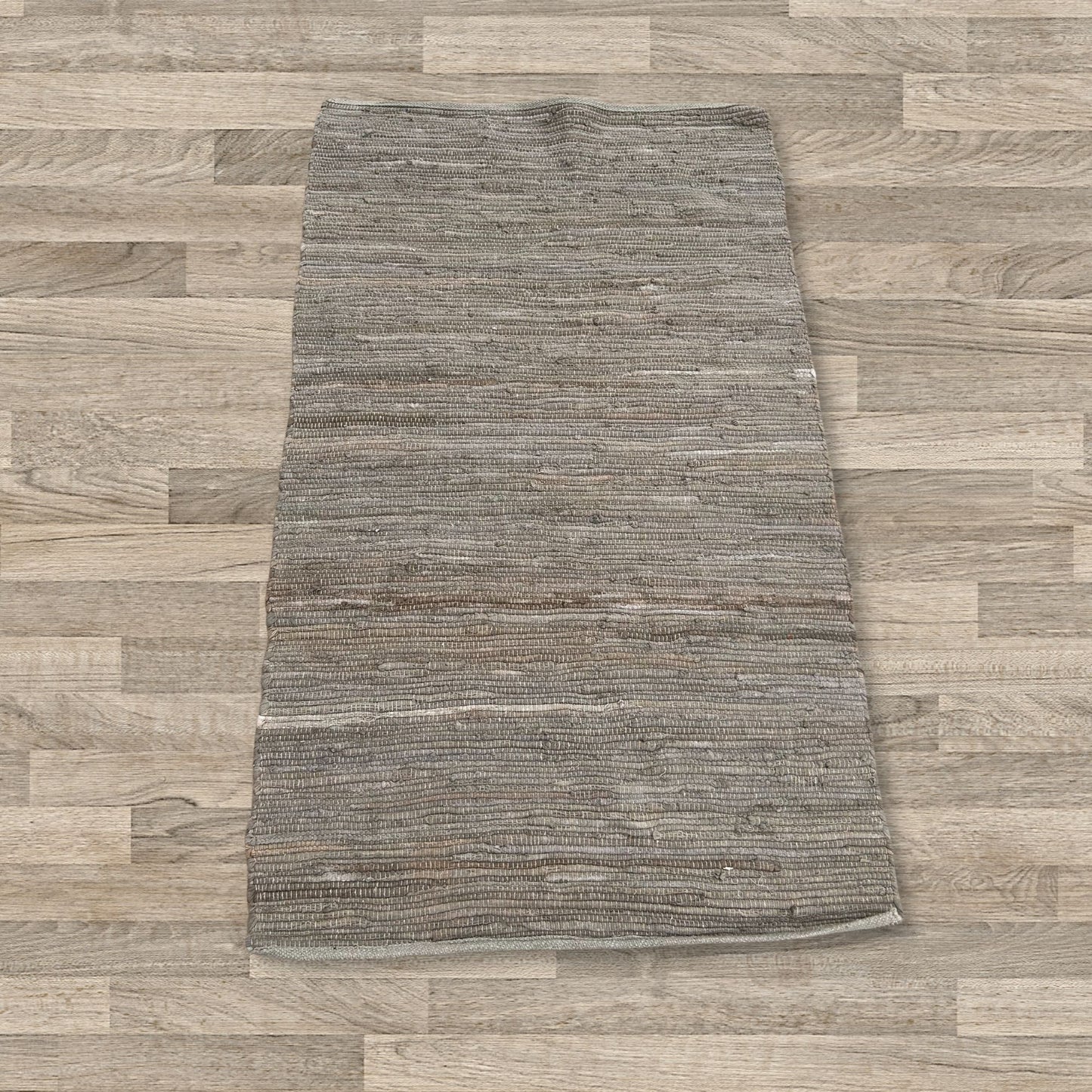 Small Indian Handloom Cotton Rug - Charcoal