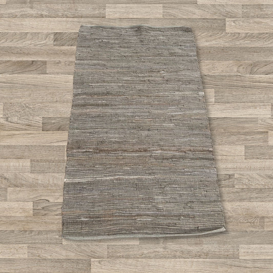 Small Indian Handloom Cotton Rug - Charcoal