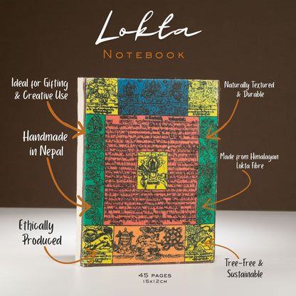 Lokta Traditional Prayer Flag Notebook – Medium (15x12cm) – 45 Leaves – Natural