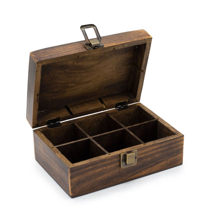 Mango Carved Tea Box - (6 compartments)