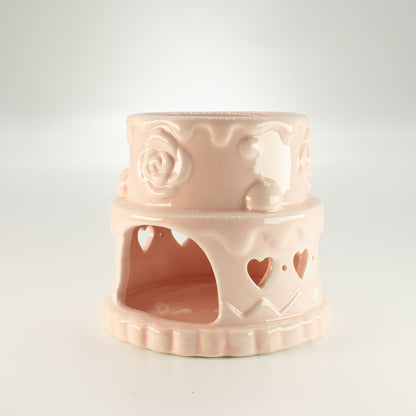 Ceramic Cake Oil Burner - Hearts - Pink