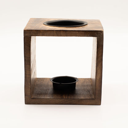 Large Square Mango Wood Oil Burner - Moon Goddess