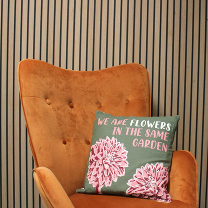 Printed Cotton Cushion Cover - We are Leaves - Yellow, Blue and Natural