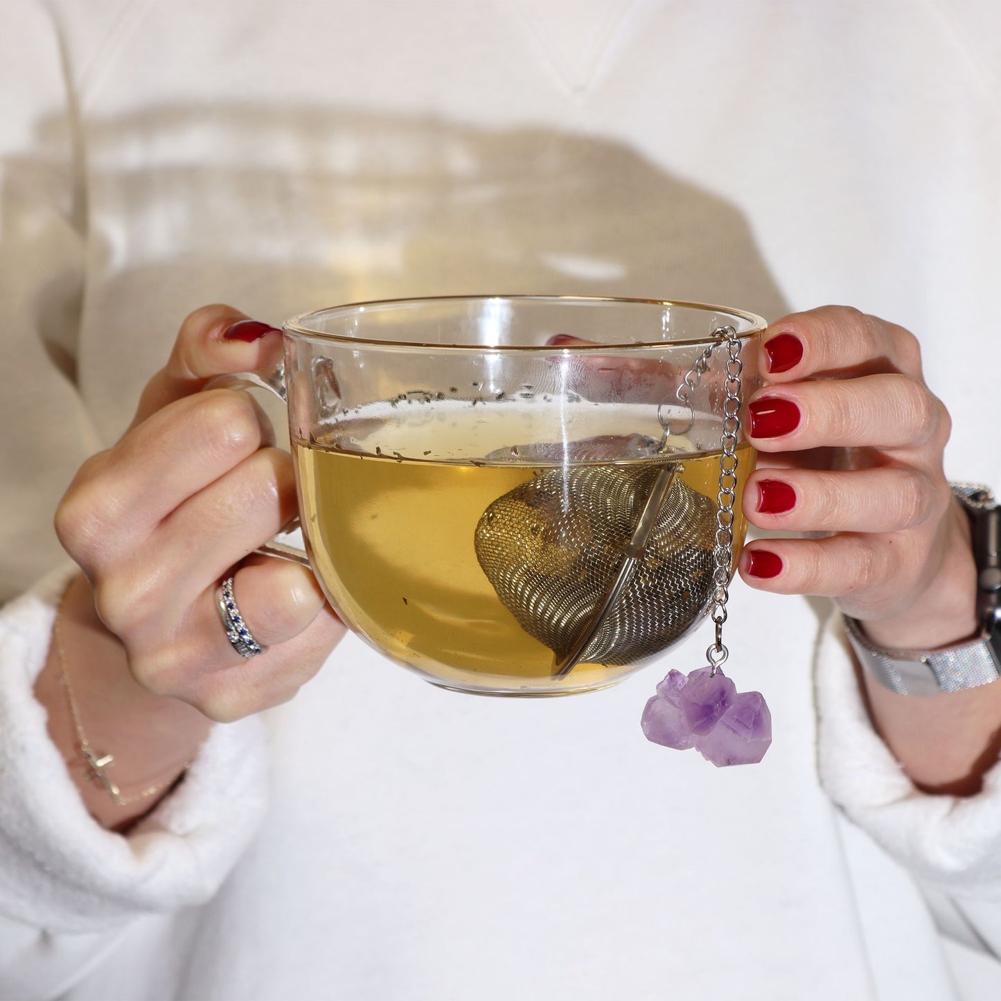 Raw Crystal Gemstone Tea Strainer - Mookaite