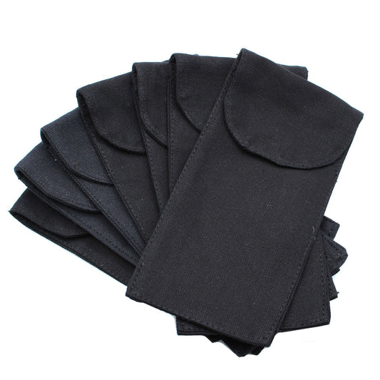 Cotton Pouch for Gemstone Face Rollers – Black (9 × 19 cm)