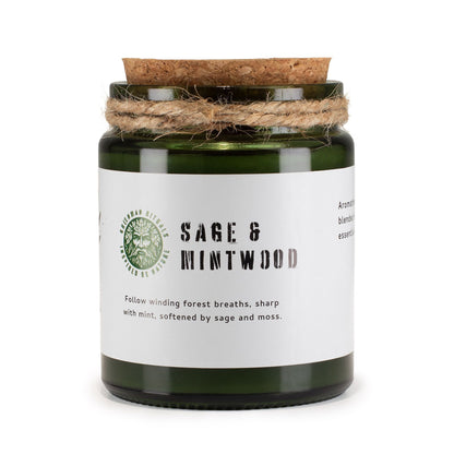 Greenman Woodwick Soy Candle - Sage & Mintwood