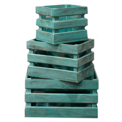Wooden Storage Crates – Greenwash (Set of 3)