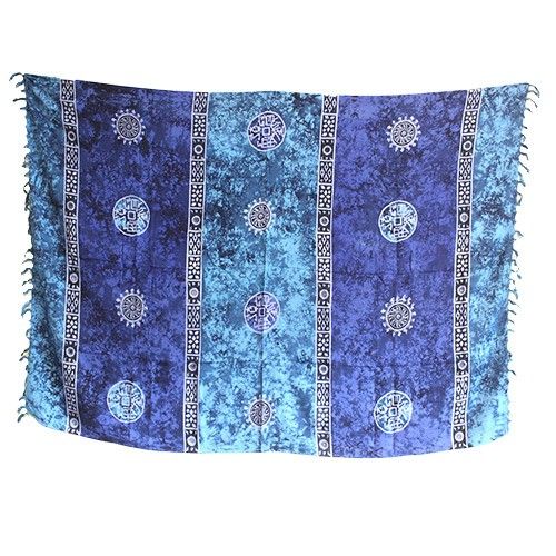 Bali Celtic Sarongs - Lucky Coins - Blue + Teal