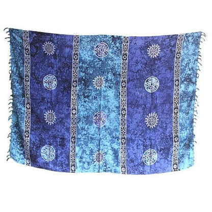Bali Celtic Sarongs - Lucky Coins - Blue + Teal