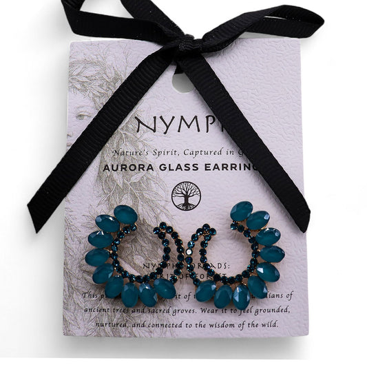 Teal Green - Vintage Glass - Loop - Earrings