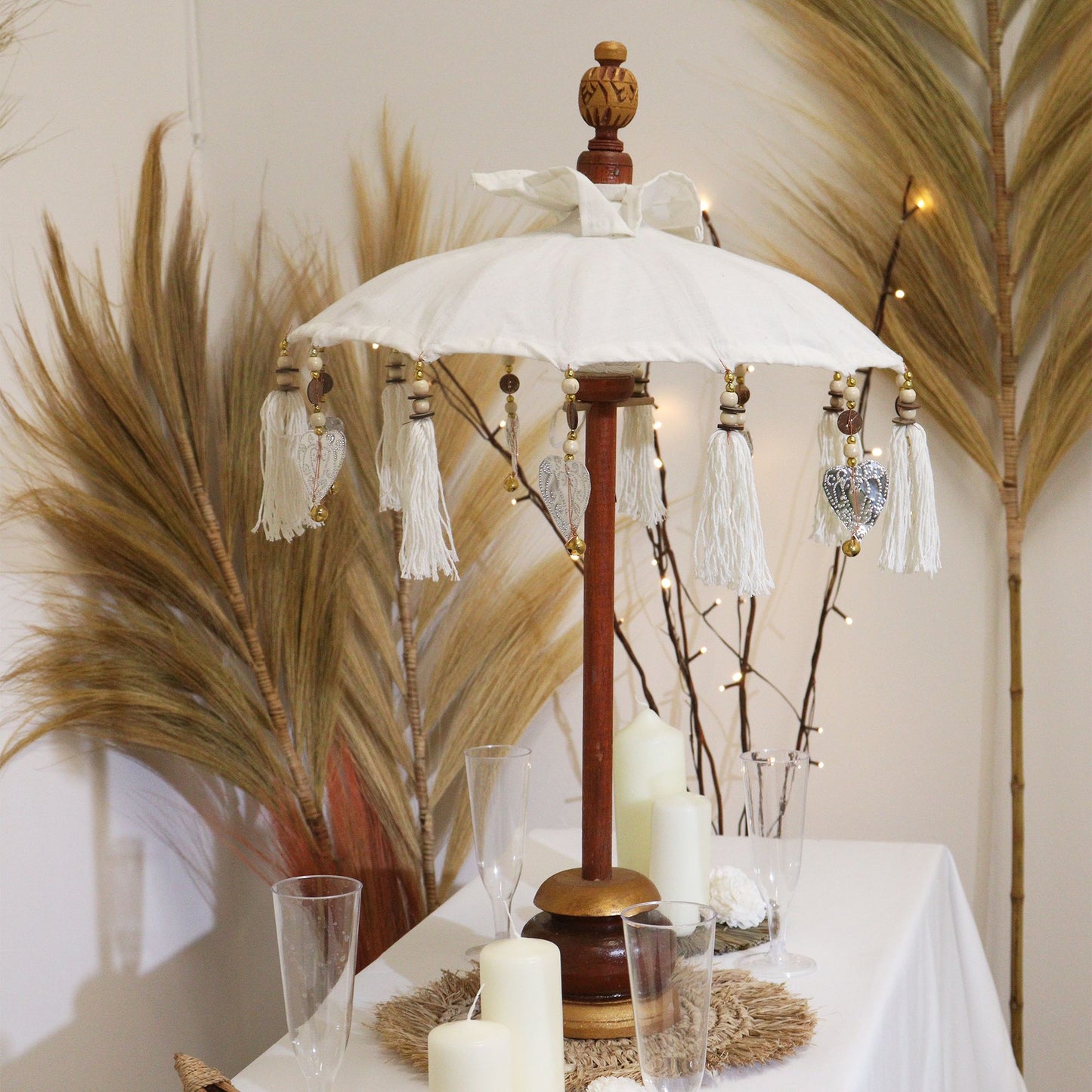 Bali Home Decor Parasol - Canvas - Natural- 40cm