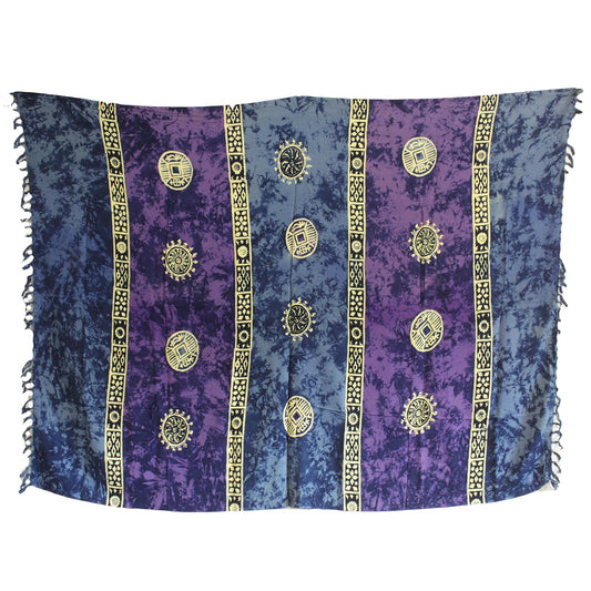 Bali Celtic Sarongs - Lucky Coins - Purple + Teal