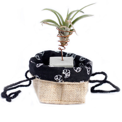 Natural Jute Cotton Gift Bag - Black Lining - Small
