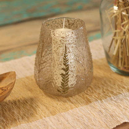 Natural Floral Glass - Large Bowl Candle Holder - Pino - (15x12cm)
