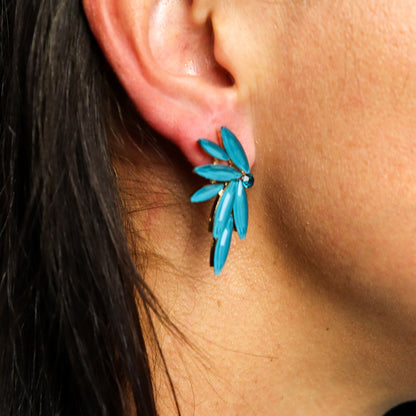 Teal Green - Vintage Glass - Faries - Earrings