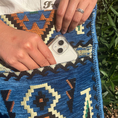 Sky Blue Kilim Messenger Festival Bag