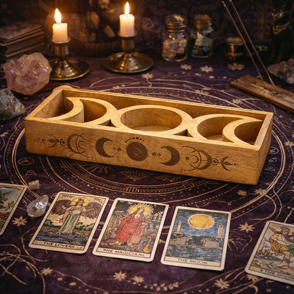 Moon Phase Tarot Tray with Card Holder
