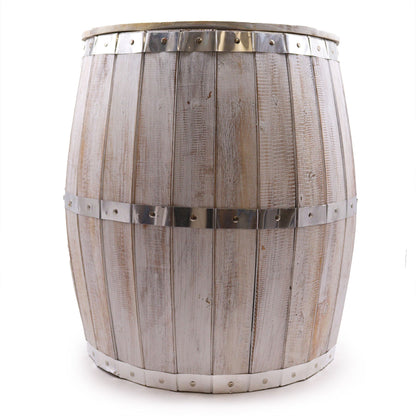 Beer Barrel Table – Whitewash Wood 60 x 48.5 cm